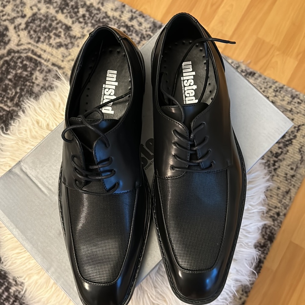 Unlisted a Kenneth Cole production black Piano lace up men dress shoes 9.5 - Picture 5 of 7